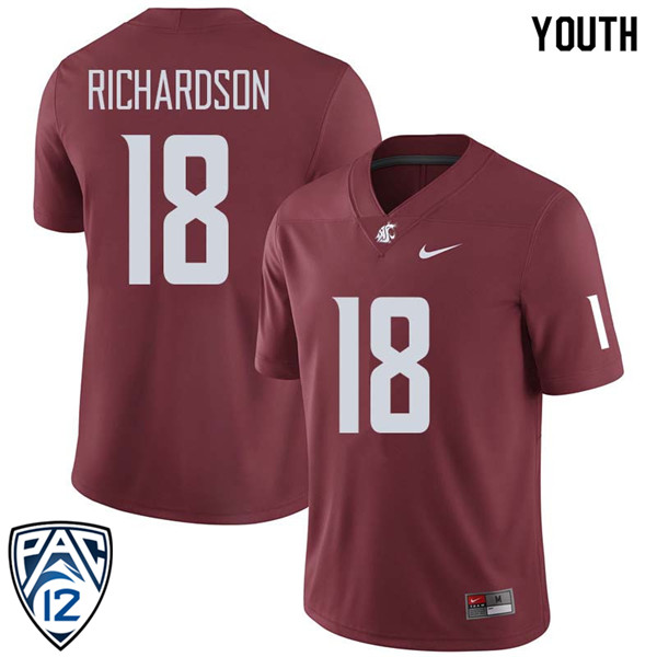 Youth #18 Dymund Richardson Washington State Cougars College Football Jerseys Sale-Crimson